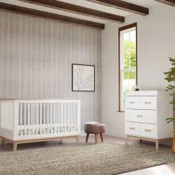 Babyletto Scoot 3-Drawer Changer Dresser w/Removable Changing Tray - White / Washed Natural