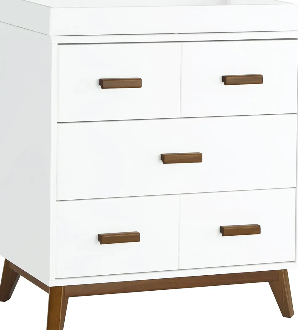 Babyletto Scoot 3-Drawer Changer Dresser w/Removable Changing Tray - White / Natural Walnut
