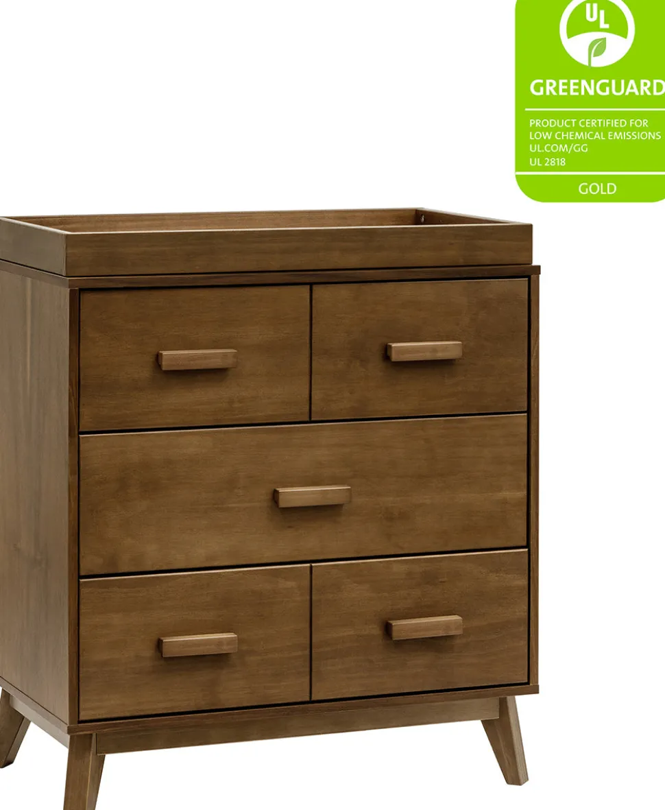 Babyletto Scoot 3-Drawer Changer Dresser w/Removable Changing Tray - Natural Walnut
