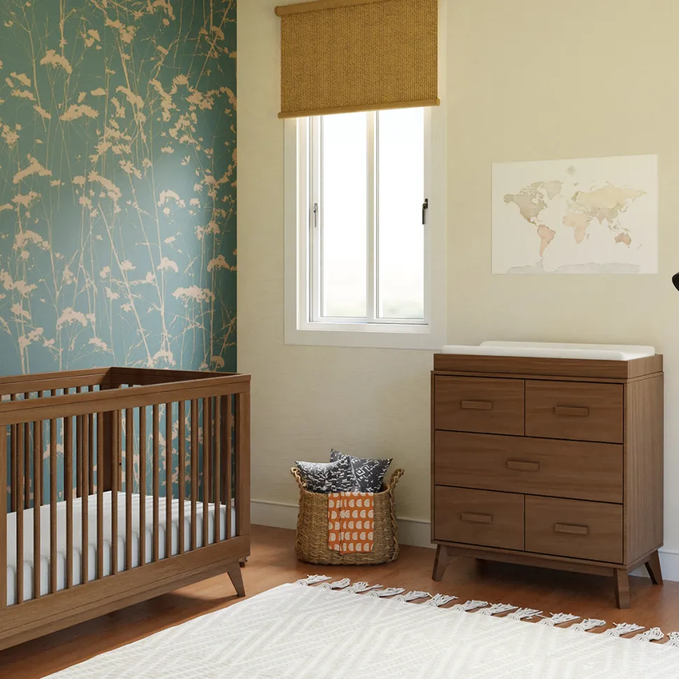 Babyletto Scoot 3-Drawer Changer Dresser w/Removable Changing Tray - Natural Walnut