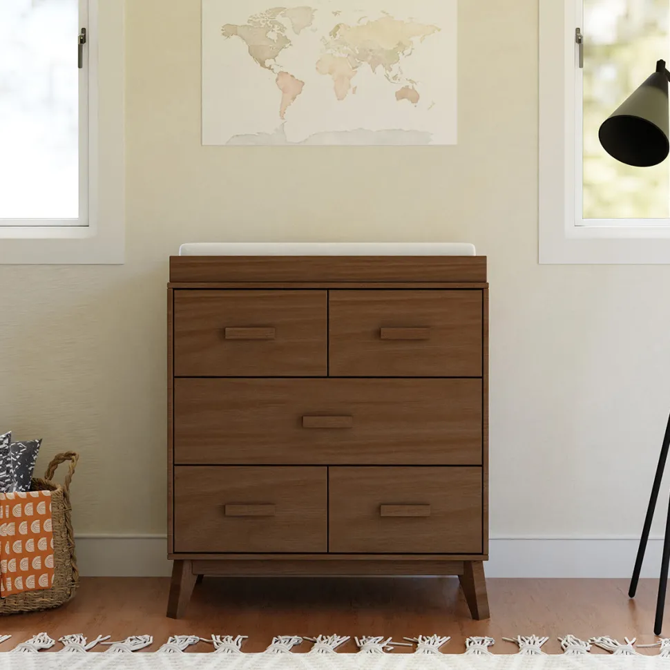 Babyletto Scoot 3-Drawer Changer Dresser w/Removable Changing Tray - Natural Walnut