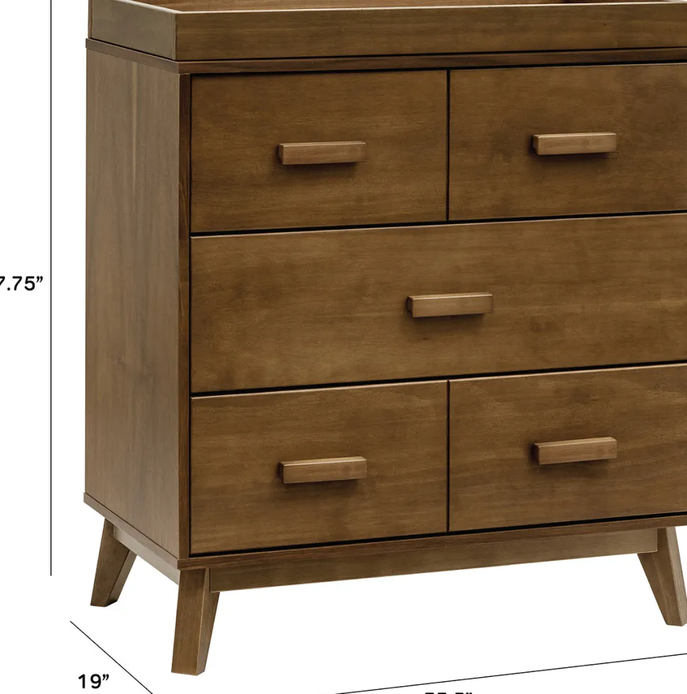 Babyletto Scoot 3-Drawer Changer Dresser w/Removable Changing Tray - Natural Walnut