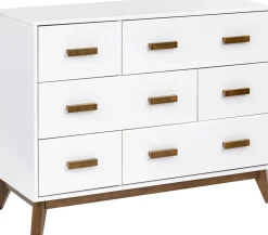 Babyletto Scoot 6-Drawer Dresser - White / Natural Walnut