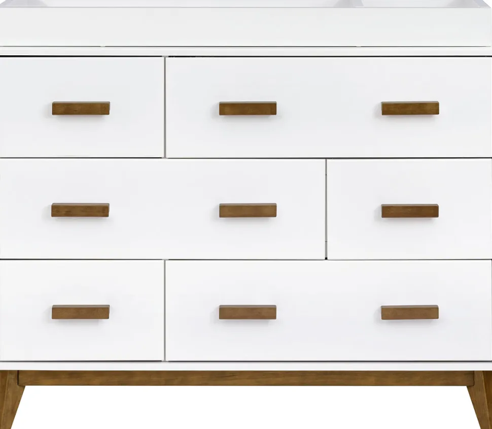 Babyletto Scoot 6-Drawer Dresser - White / Natural Walnut