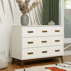 Babyletto Scoot 6-Drawer Dresser - White / Natural Walnut