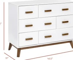 Babyletto Scoot 6-Drawer Dresser - White / Natural Walnut