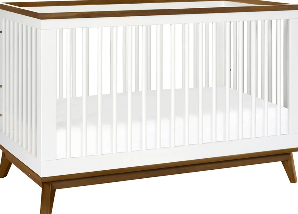 Babyletto Scoot 3-in-1 Convertible Crib w/Toddler Bed Conversion Kit - White / Natural Walnut