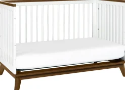 Babyletto Scoot 3-in-1 Convertible Crib w/Toddler Bed Conversion Kit - White / Natural Walnut