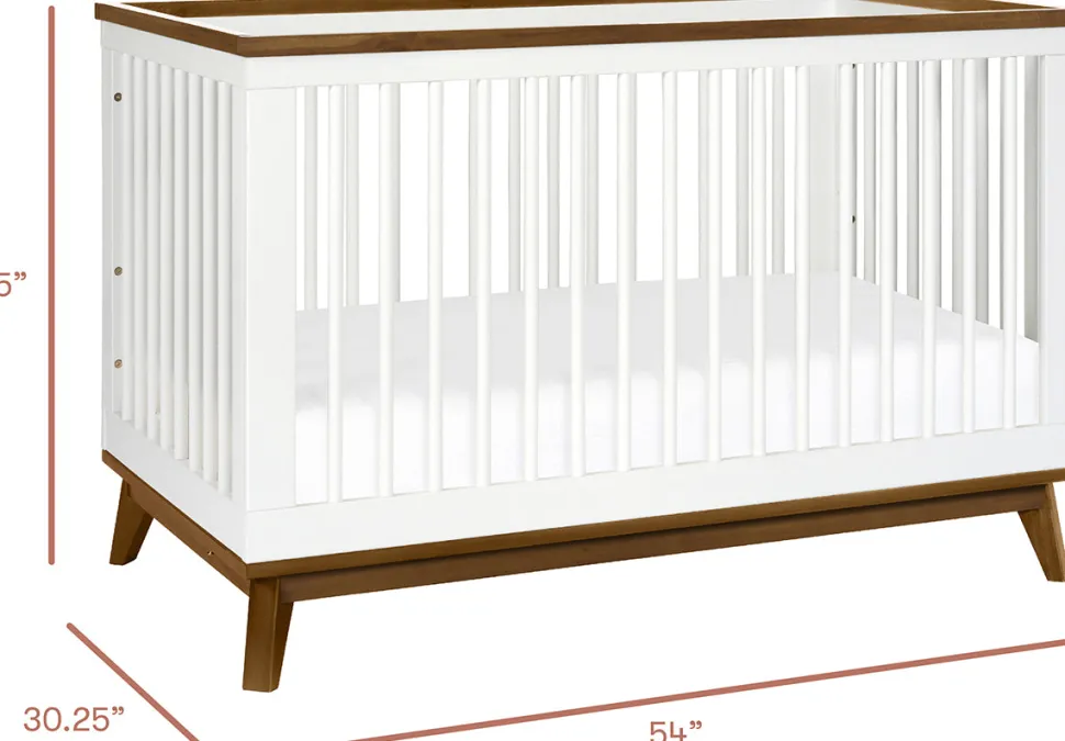 Babyletto Scoot 3-in-1 Convertible Crib w/Toddler Bed Conversion Kit - White / Natural Walnut