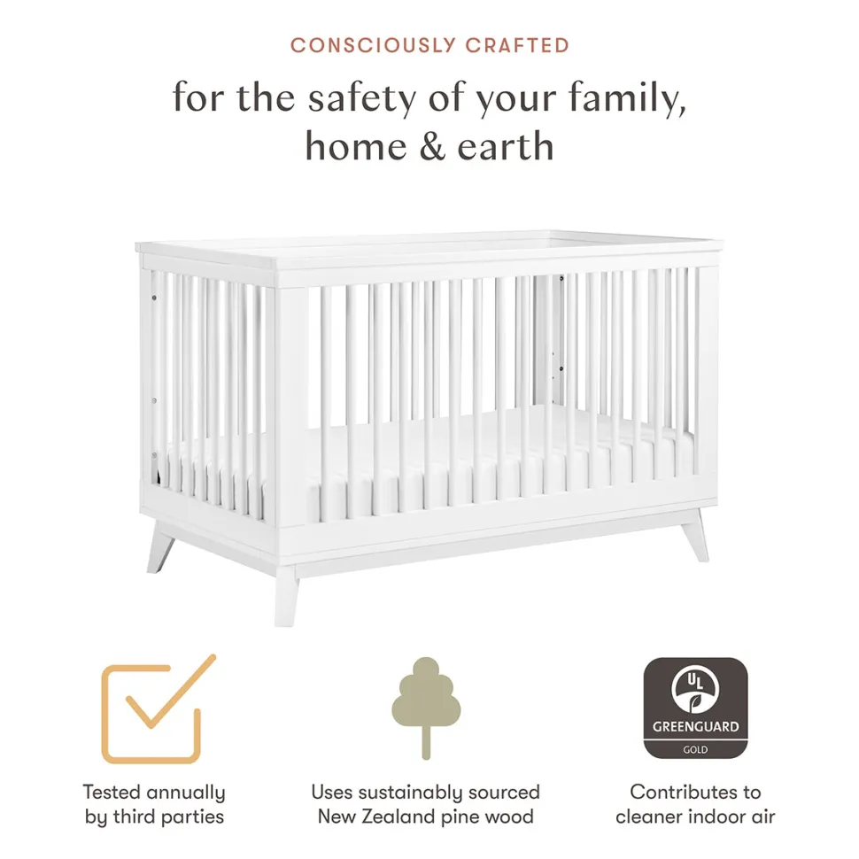 Babyletto Scoot 3-in-1 Convertible Crib w/Toddler Bed Conversion Kit - White