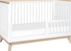 Babyletto Scoot 3-in-1 Convertible Crib w/Toddler Bed Conversion Kit - White / Washed Natural
