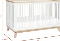 Babyletto Scoot 3-in-1 Convertible Crib w/Toddler Bed Conversion Kit - White / Washed Natural