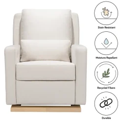 Babyletto Sigi Electronic Glider Recliner w/USB - Performance Cream Eco-Weave w/Light Wood Base