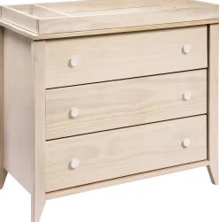Babyletto Sprout 3-Drawer Changer Dresser w/Removable Changing Tray - Washed Natural / White