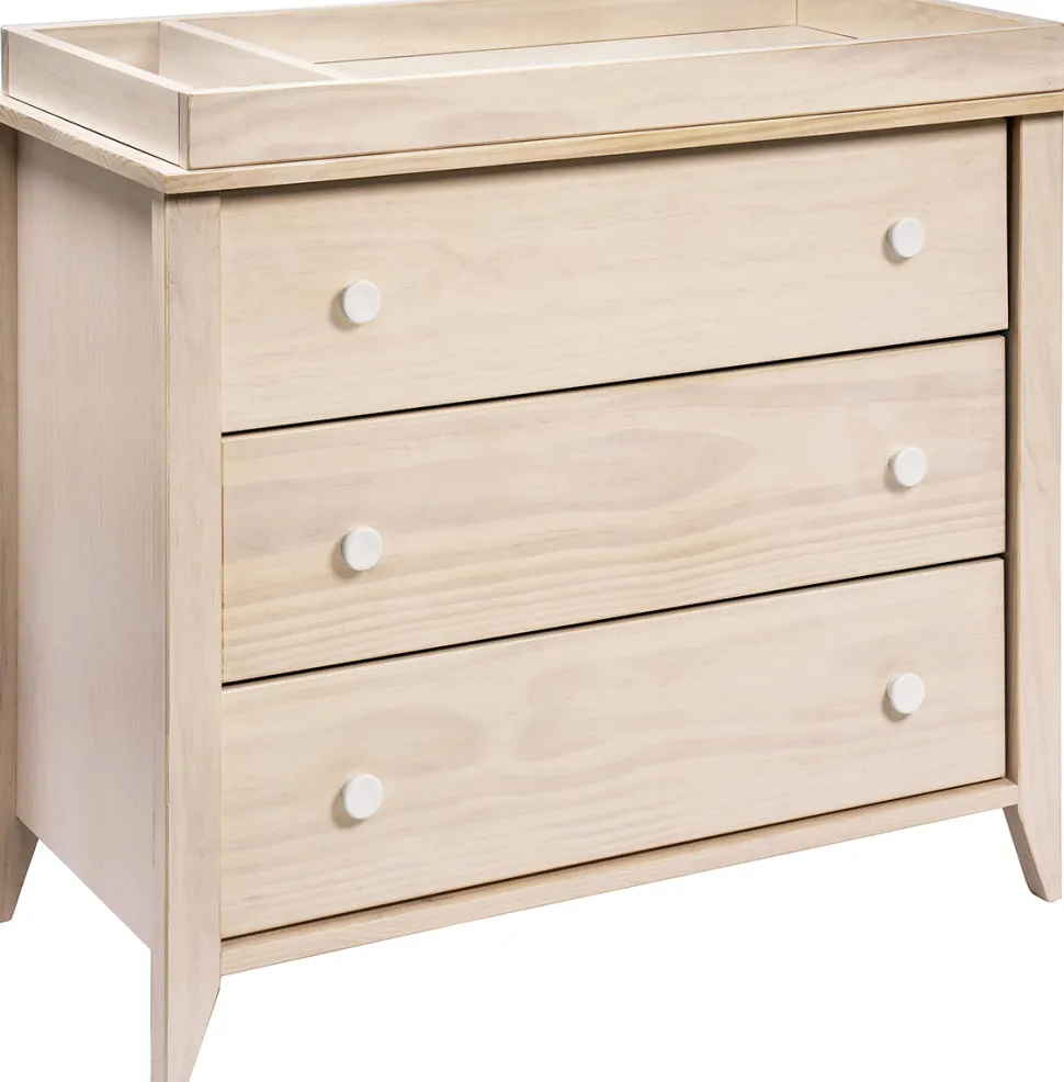 Babyletto Sprout 3-Drawer Changer Dresser w/Removable Changing Tray - Washed Natural / White