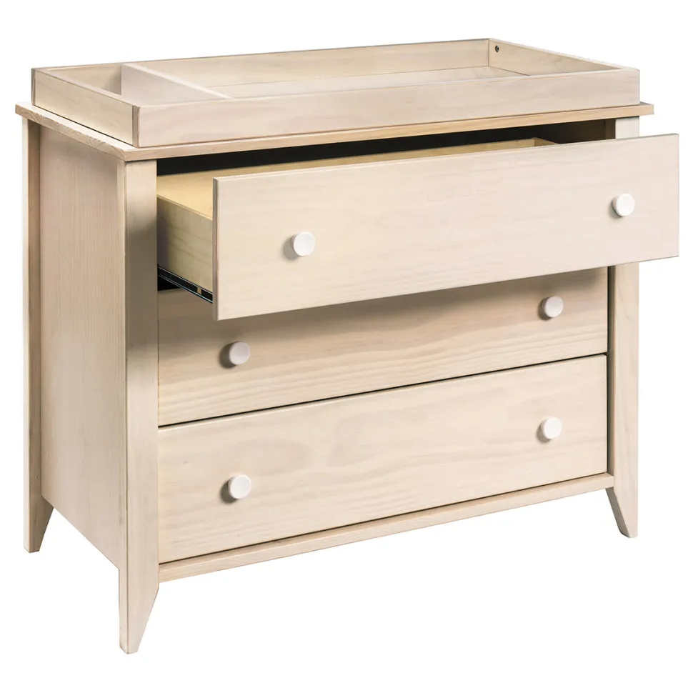 Babyletto Sprout 3-Drawer Changer Dresser w/Removable Changing Tray - Washed Natural / White