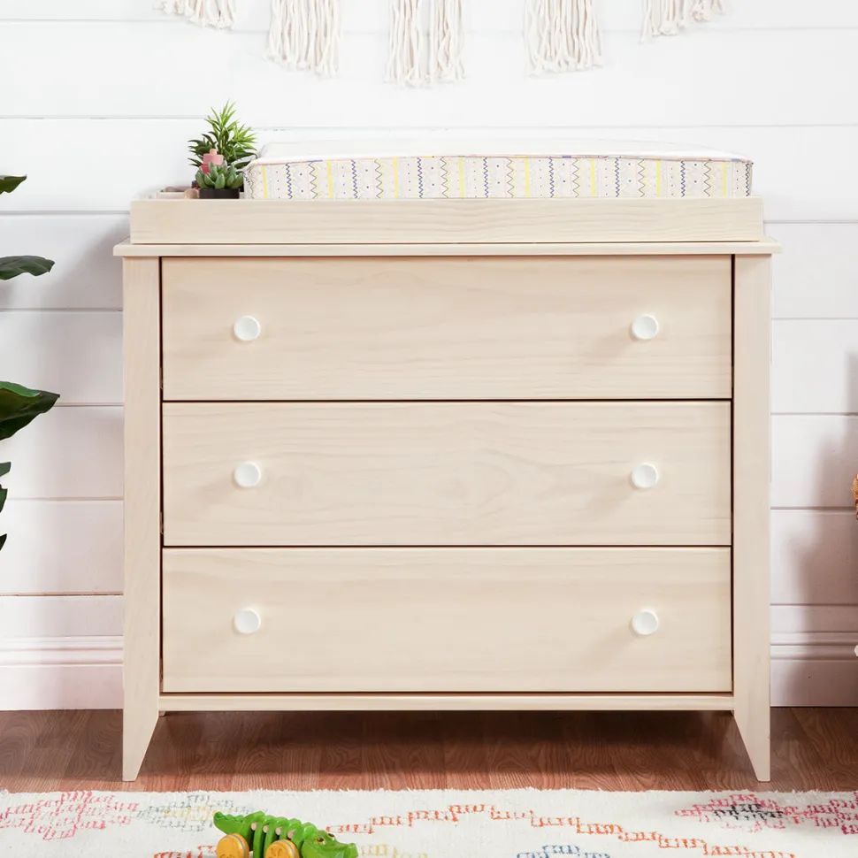 Babyletto Sprout 3-Drawer Changer Dresser w/Removable Changing Tray - Washed Natural / White