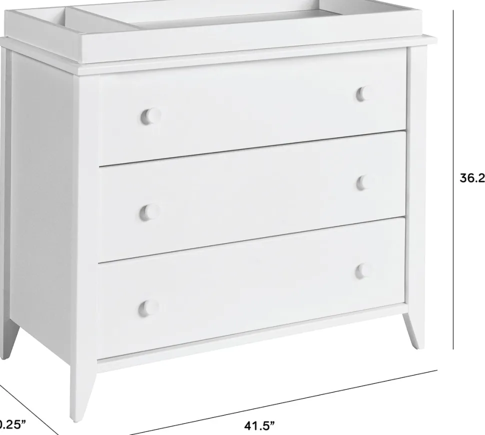 Babyletto Sprout 3-Drawer Changer Dresser w/Removable Changing Tray - White