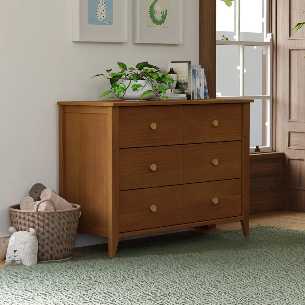Babyletto Sprout 6-Drawer Double Dresser - Chestnut / Natural