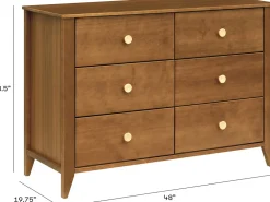 Babyletto Sprout 6-Drawer Double Dresser - Chestnut / Natural