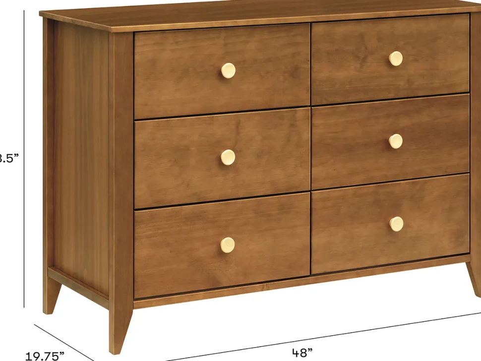 Babyletto Sprout 6-Drawer Double Dresser - Chestnut / Natural