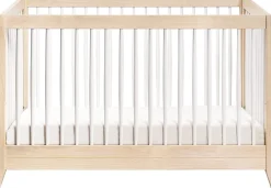 Babyletto Sprout 4-in-1 Convertible Crib w/Toddler Bed Conversion Kit - Washed Natural / White