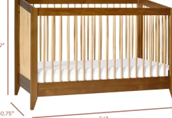 Babyletto Sprout 4-in-1 Convertible Crib w/Toddler Bed Conversion Kit - Chestnut / Natural