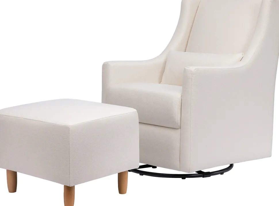 Babyletto Toco Swivel Glider and Ottoman - Performance Cream Eco-Weave