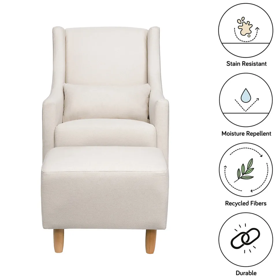 Babyletto Toco Swivel Glider and Ottoman - Performance Cream Eco-Weave