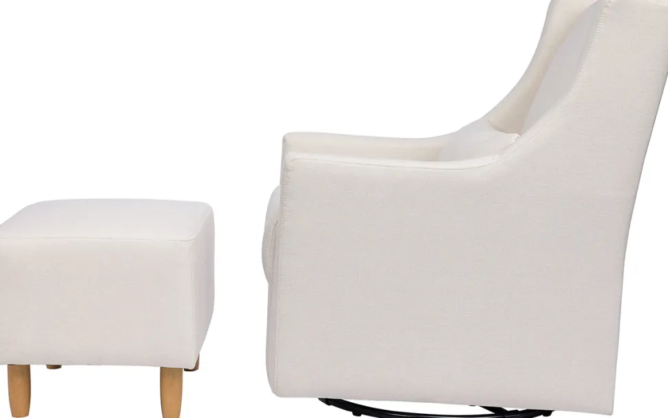 Babyletto Toco Swivel Glider and Ottoman - Performance Cream Eco-Weave