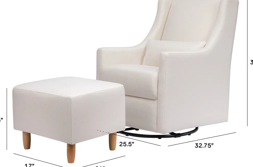Babyletto Toco Swivel Glider and Ottoman - Performance Cream Eco-Weave