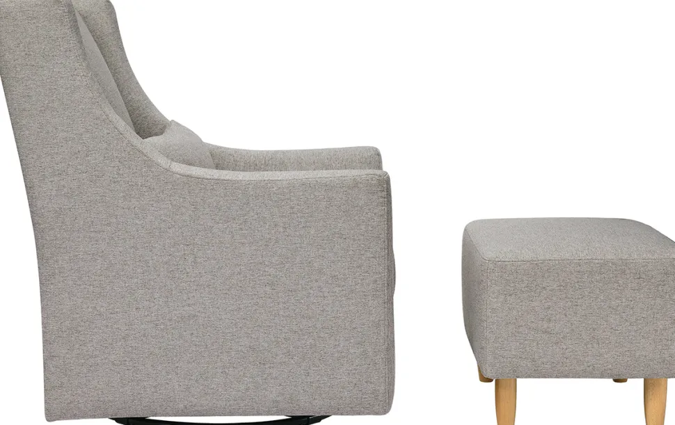 Babyletto Toco Swivel Glider and Ottoman - Performance Grey Eco-Weave