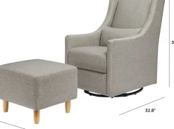 Babyletto Toco Swivel Glider and Ottoman - Performance Grey Eco-Weave