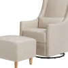 Babyletto Toco Swivel Glider and Ottoman - Performance Beach Eco-Weave