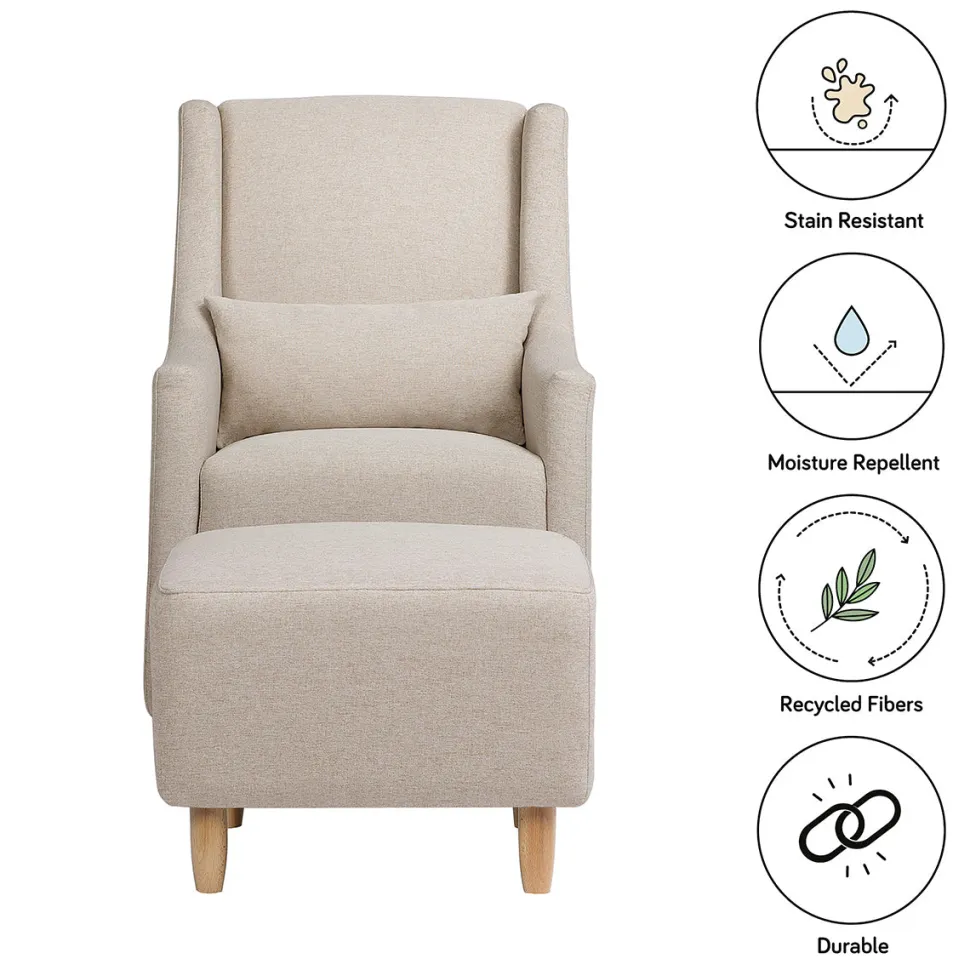 Babyletto Toco Swivel Glider and Ottoman - Performance Beach Eco-Weave