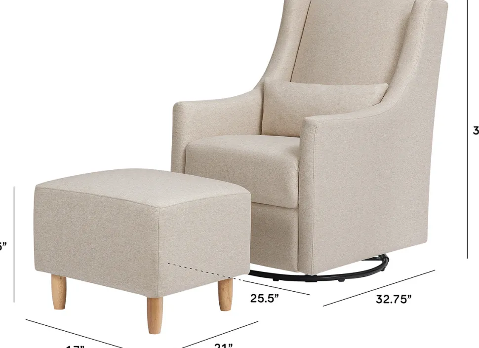 Babyletto Toco Swivel Glider and Ottoman - Performance Beach Eco-Weave