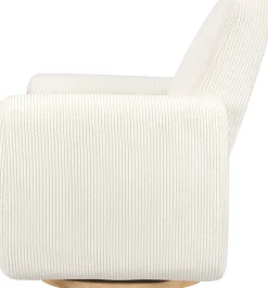 Babyletto Tuba Extra Wide Swivel Glider - Ivory Corduroy w/ Light Wood Base