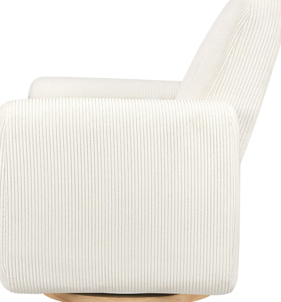 Babyletto Tuba Extra Wide Swivel Glider - Ivory Corduroy w/ Light Wood Base