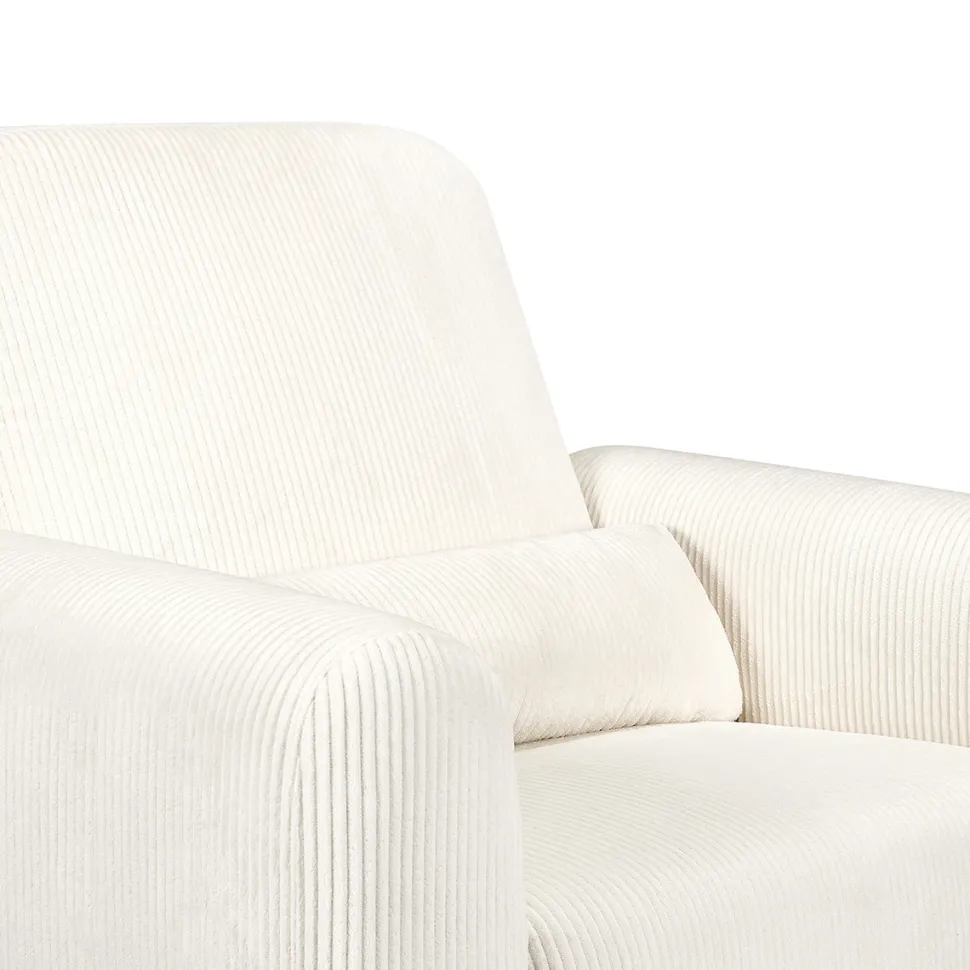 Babyletto Tuba Extra Wide Swivel Glider - Ivory Corduroy w/ Light Wood Base
