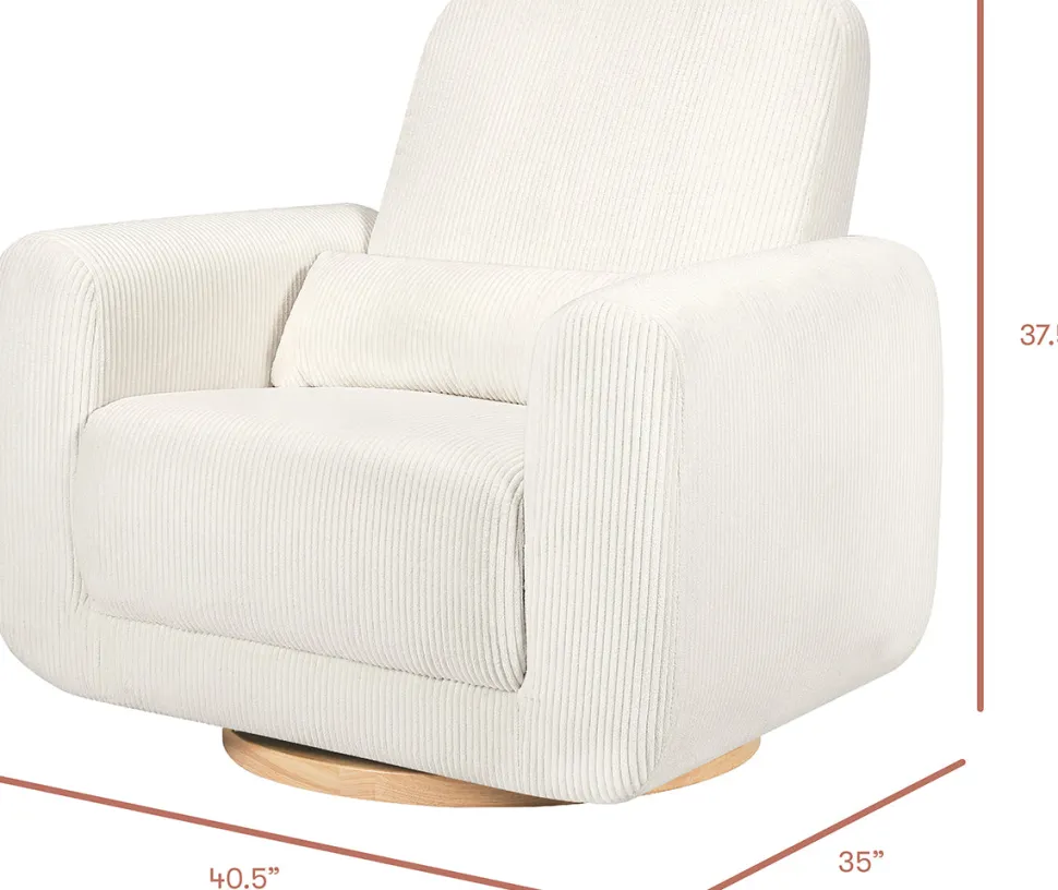 Babyletto Tuba Extra Wide Swivel Glider - Ivory Corduroy w/ Light Wood Base