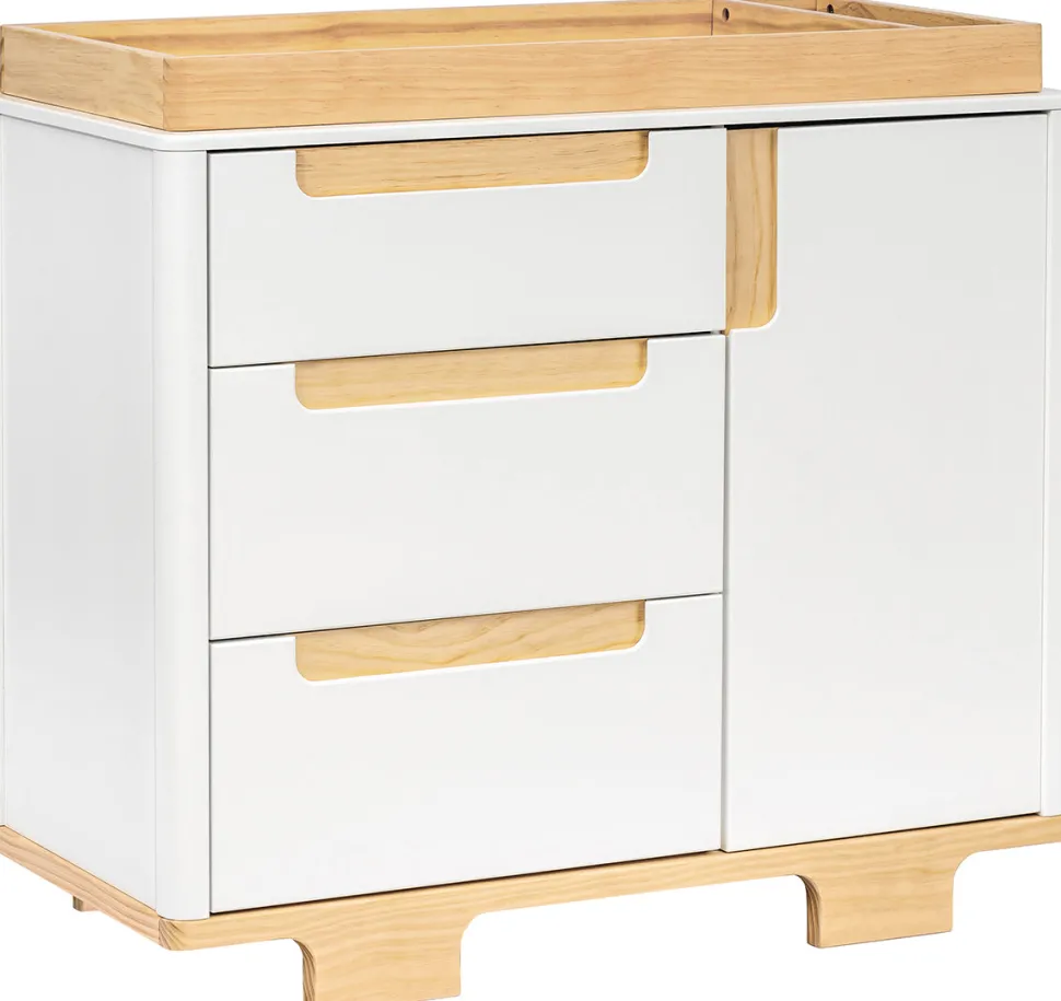 Babyletto Yuzu 3-Drawer Changer Dresser, KD w/Removable Changing Tray - White / Natural