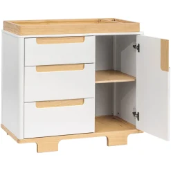 Babyletto Yuzu 3-Drawer Changer Dresser, KD w/Removable Changing Tray - White / Natural