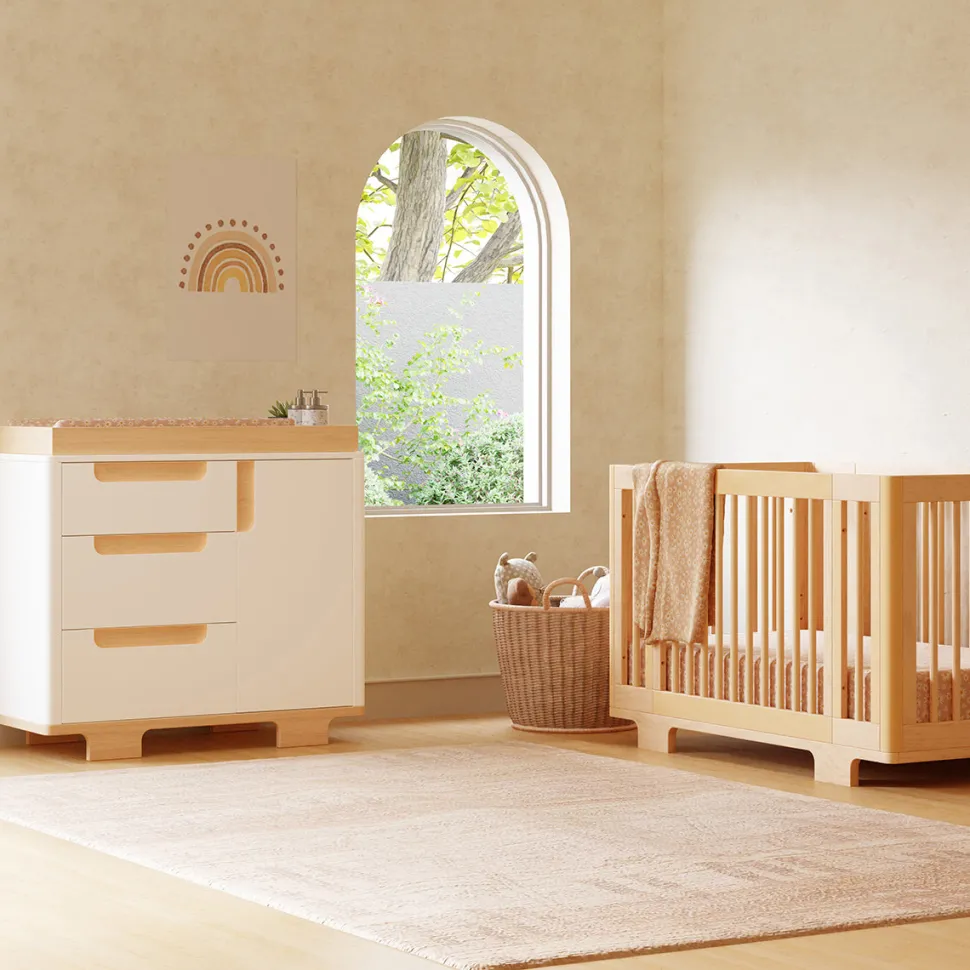 Babyletto Yuzu 3-Drawer Changer Dresser, KD w/Removable Changing Tray - White / Natural