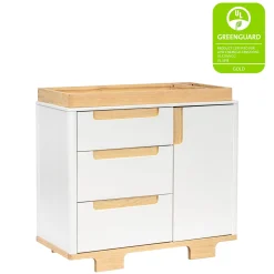 Babyletto Yuzu 3-Drawer Changer Dresser, KD w/Removable Changing Tray - White / Natural