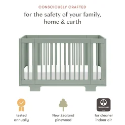 Babyletto Yuzu 8-in-1 Convertible Crib with All-Stages Conversion Kit - Light Sage