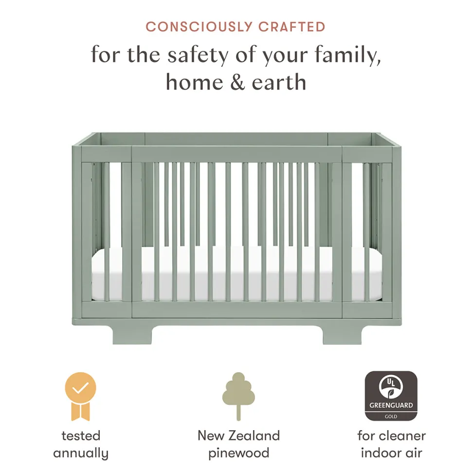 Babyletto Yuzu 8-in-1 Convertible Crib with All-Stages Conversion Kit - Light Sage