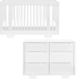 Babyletto Yuzu 8-in-1 Convertible Crib + 6-Drawer Dresser Bundle - White