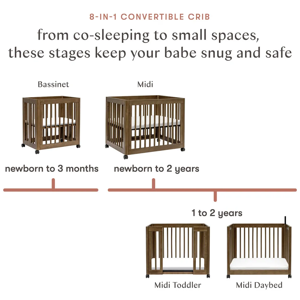 Babyletto Yuzu 8-in-1 Convertible Crib with All-Stages Conversion Kit - Natural Walnut