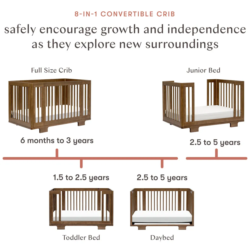 Babyletto Yuzu 8-in-1 Convertible Crib with All-Stages Conversion Kit - Natural Walnut