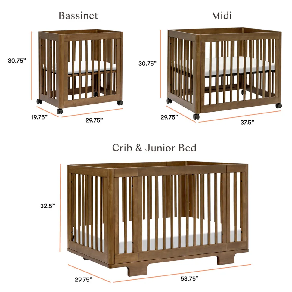 Babyletto Yuzu 8-in-1 Convertible Crib with All-Stages Conversion Kit - Natural Walnut